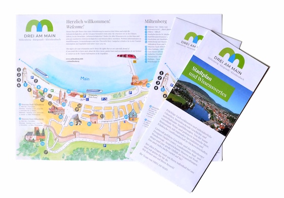 illustrierter-stadtplan-drei-am-main-miltenberg Illustrierter Stadtplan Drei am Main mit Miltenberg, Bürgstadt und Kleinheubach – Rita Stern